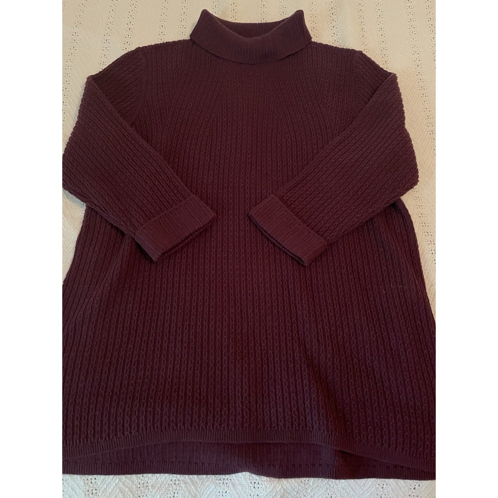 Lands‎ end sweater large petite Purple Ribbed Mock neck Winter